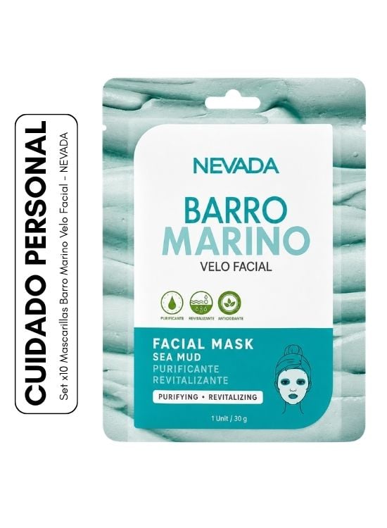 SET X10 MASCARILLAS BARRO MARINO VELO FACIAL - NEVADA - 1
