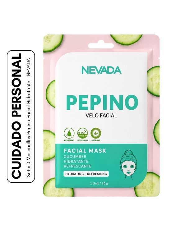 SET X10 MASCARILLAS PEPINO FACIAL HIDRATANTE - NEVADA - 1