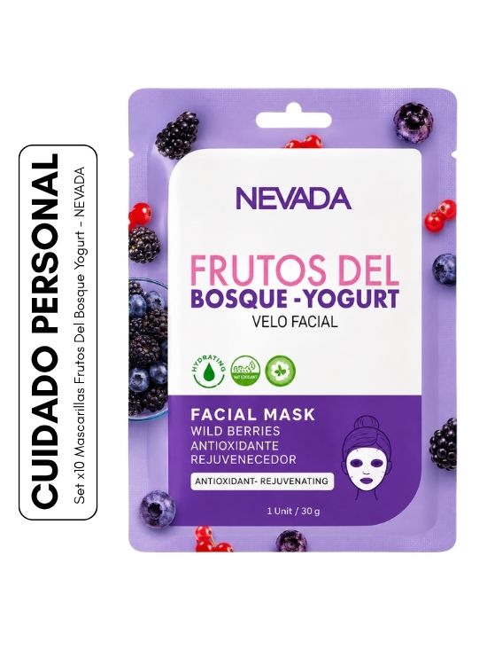 SET X10 MASCARILLAS FRUTOS DEL BOSQUE YOGURT - NEVADA - 1