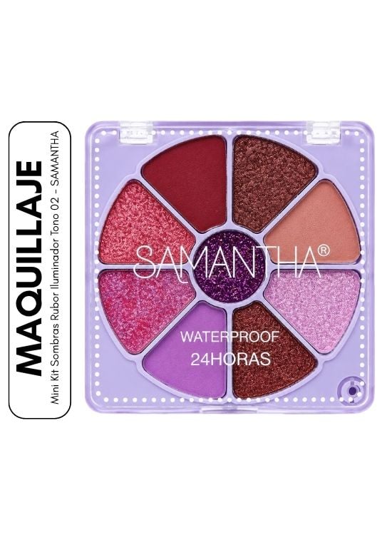 MINI KIT SOMBRAS RUBOR ILUMINADOR TONO 02 - SAMANTHA - 1