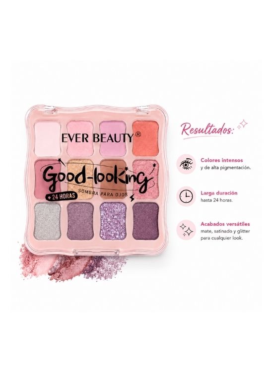 PALETA SOMBRA PARA OJOS GOOD LOOKING 24 HORAS - EVER BEAUTY - 2