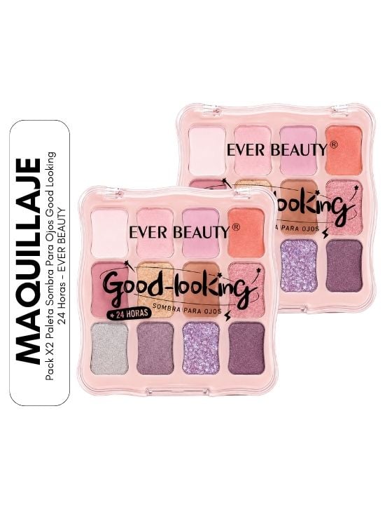PACK X2 PALETA SOMBRA PARA OJOS GOOD LOOKING 24 HORAS - EVER BEAUTY - 1