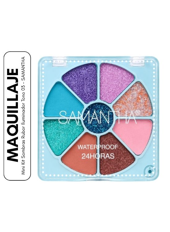 MINI KIT SOMBRAS RUBOR ILUMINADOR TONO 03 - SAMANTHA - 1