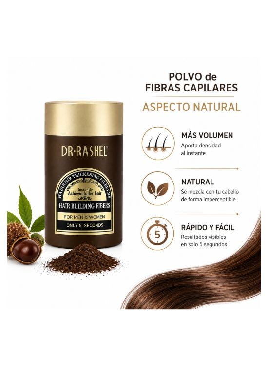 POLVO DE FIBRA CAPILAR CASTAÑO 22 GR - DR RASHEL - 2