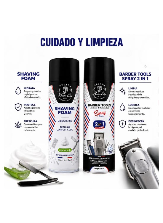 PACK ESPUMA AFEITADOR Y SPRAY LIMPIEZA DESINFECTANTE - NEVADA - 2