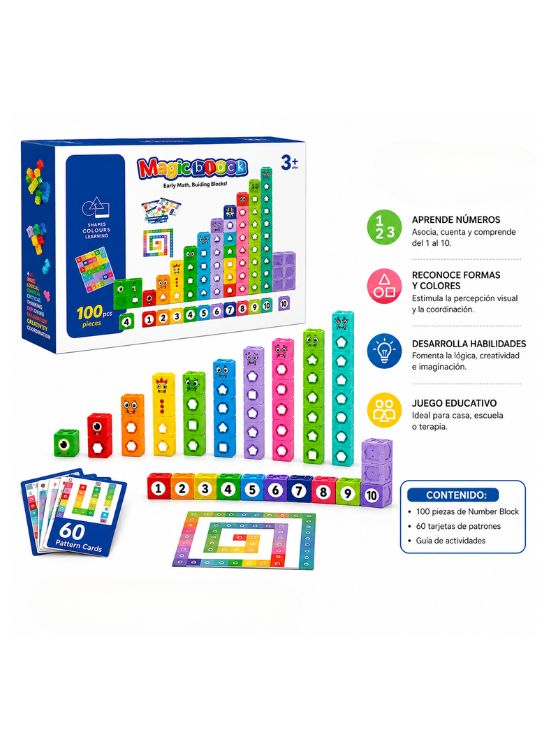 NUMBER BLOCK BLOQUES DIDÁCTICOS 100 PIEZAS MAGIC BLOCK - 2