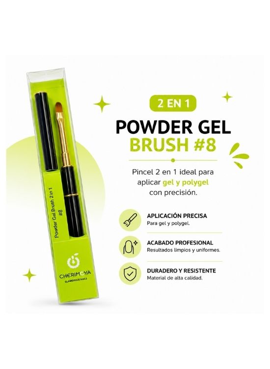 PINCEL PARA POWDER GEL BRUSH #8 2 EN 1 - CHERIMOYA - 2