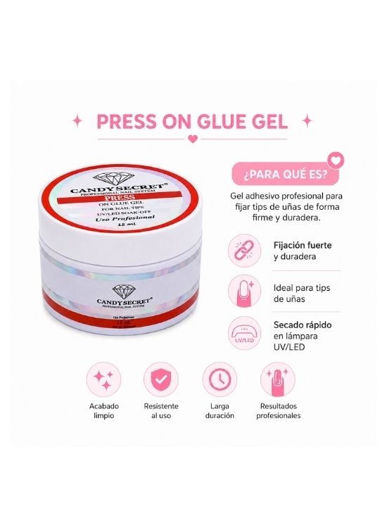 PRESS ON GLUE GEL UV/LED DE 15 ML -CANDY SECRET - 2