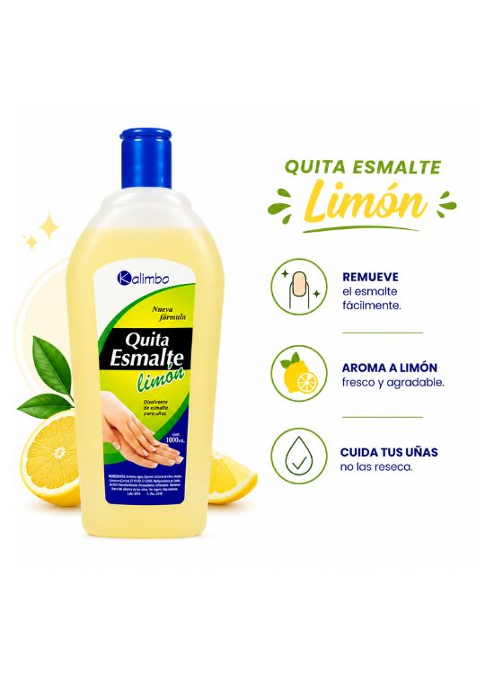 REMOVEDOR QUITA ESMALTE KALIMBO LIMÓN 1000 ML - 2