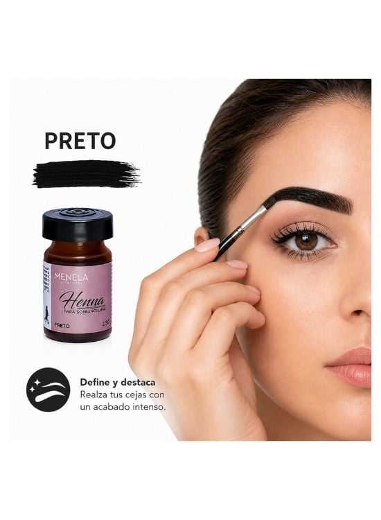 TINTE MENELA HENNA PARA CEJAS TONO PRETO - 3