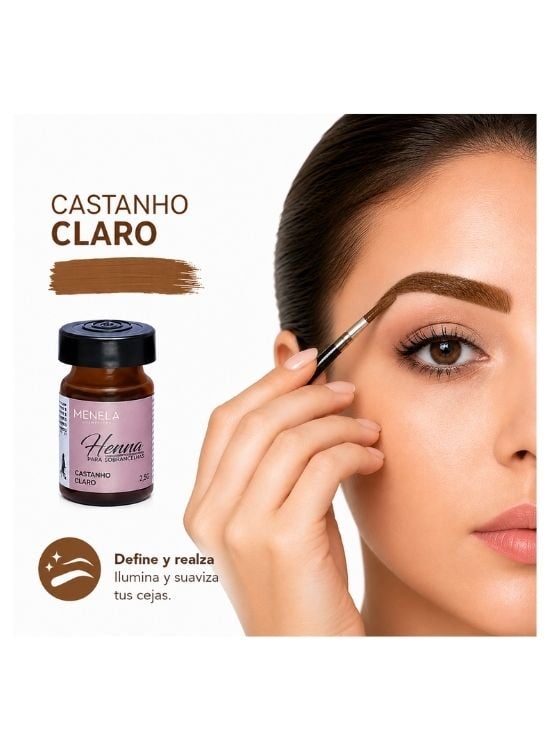 TINTE MENELA HENNA PARA CEJAS TONO CASTANHO CLARO - 3
