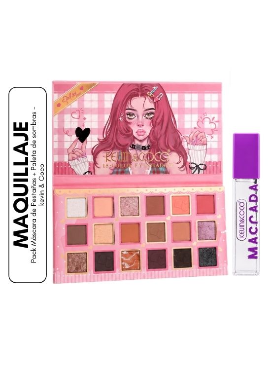 PACK MÁSCARA DE PESTAÑAS + PALETA DE SOMBRAS - KEVIN Y COCO - 1