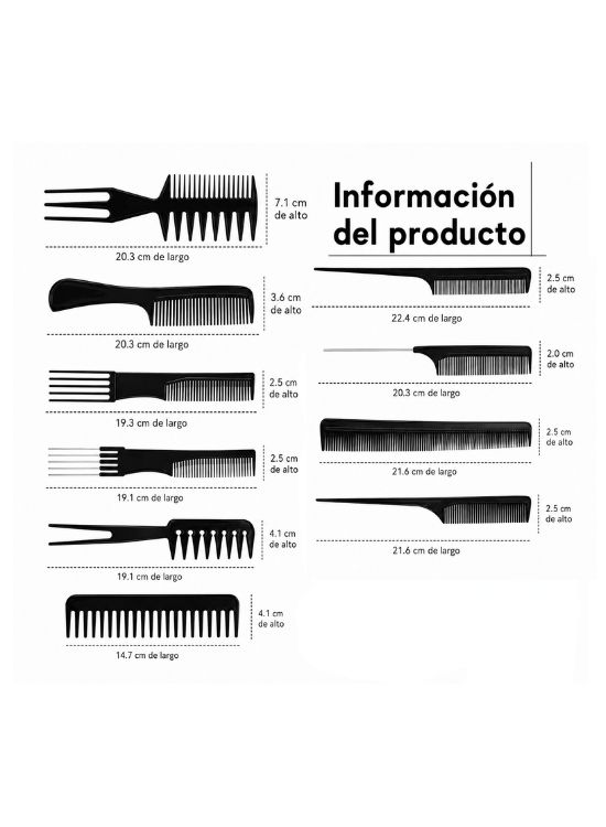 SET DE 10 PEINES PROFESIONAL TO BARBER - 2
