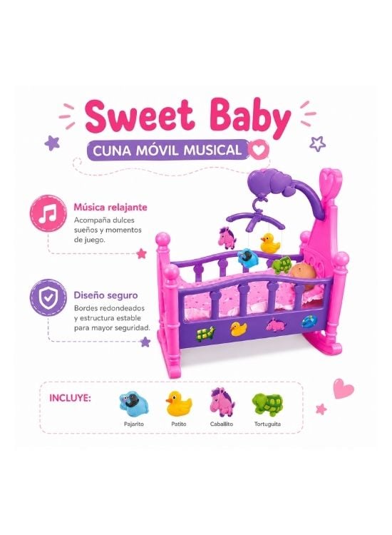 CUNA MÓVIL MUSICAL SWEET BABY DE KIDS TOY - 2
