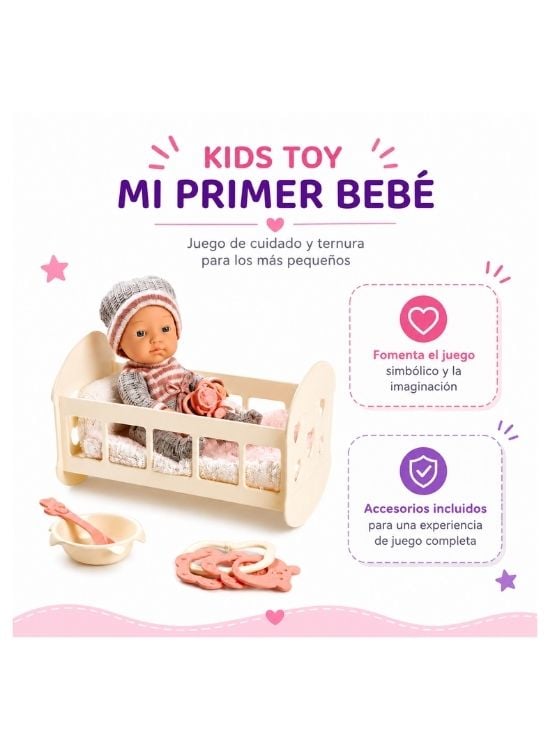 JUGUETE DE NIÑA CUNA CON MUÑECA DE BEBÉ - 2