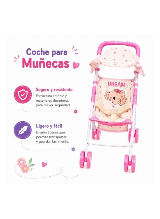 COCHECITO DE PASEO PLEGABLE CON PAÑALERA KAWAII - 2