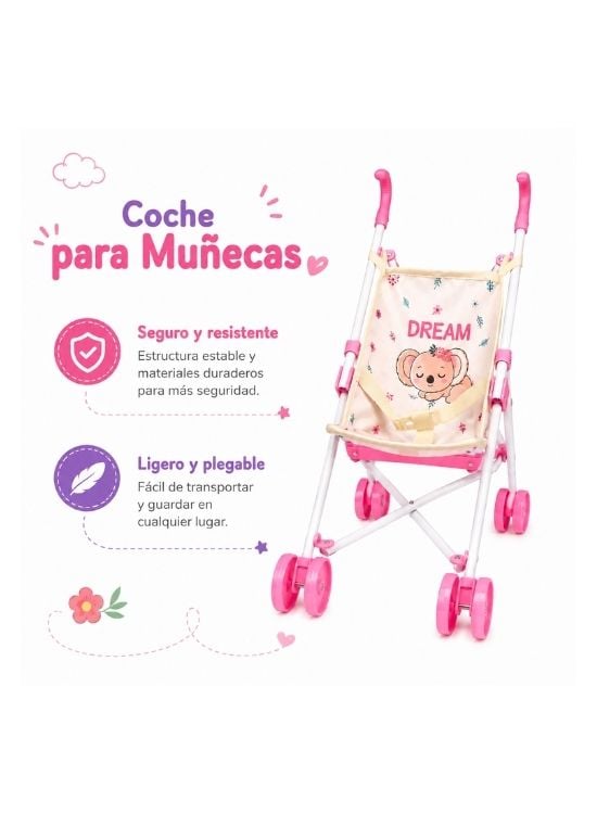 COCHECITO DE PASEO PLEGABLE PARA MUÑECAS KAWAII - 2
