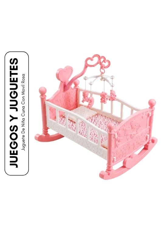 JUGUETE DE NIÑA CUNA CON MÓVIL ROSA - 1