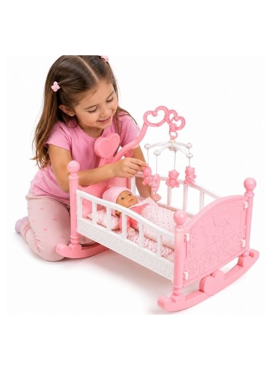 JUGUETE DE NIÑA CUNA CON MÓVIL ROSA - 3