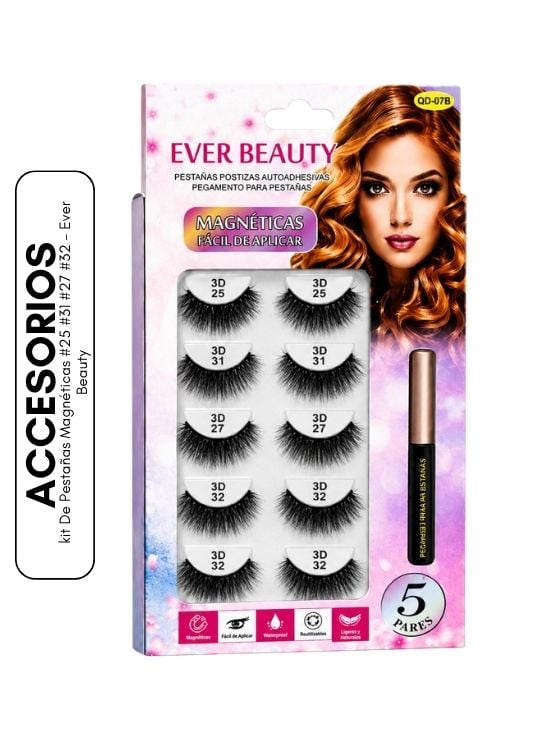 KIT DE PESTAÑAS MAGNÉTICAS #25 #31 #27 #32 - EVER BEAUTY - 1