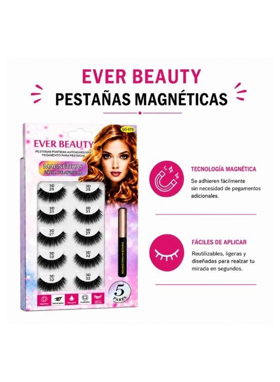 KIT DE PESTAÑAS MAGNÉTICAS #25 #31 #27 #32 - EVER BEAUTY - 2