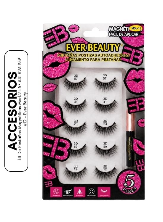 KIT DE PESTAÑAS MAGNÉTICAS MOD.2 #57 #41 #23 #59 #12 - EVER BEAUTY - 1