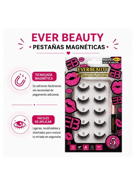 KIT DE PESTAÑAS MAGNÉTICAS MOD.2 #57 #41 #23 #59 #12 - EVER BEAUTY - 2