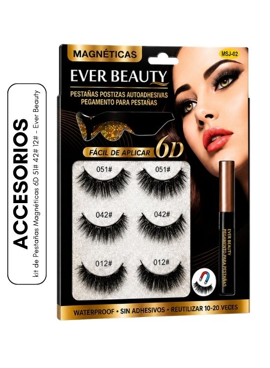 KIT DE PESTAÑAS MAGNÉTICAS 6D 51# 42# 12# - EVER BEAUTY - 1