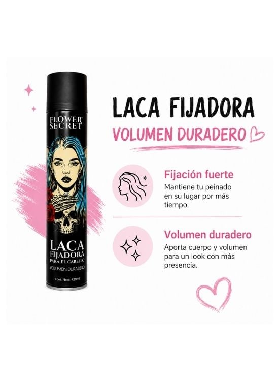 LACA FIJADORA PARA EL CABELLO VOLUMEN DURADERO 420 ML - FLOWER SECRET - 2