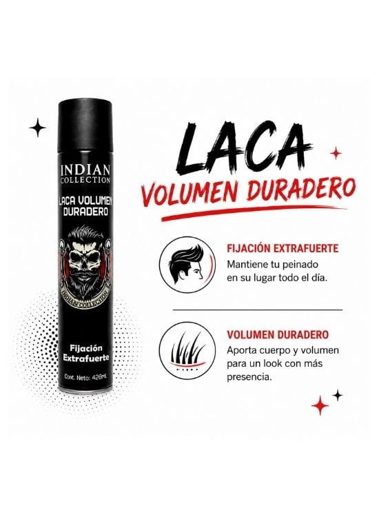 LACA FIJADORA VOLUMEN DURADERO 420 ML - INDIAN COLLECTION - 2