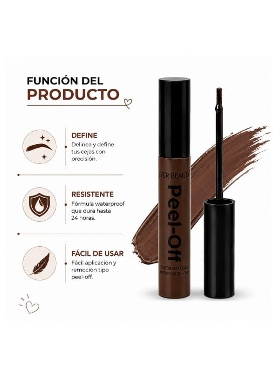 TINTE EN GEL PEEL-OFF PARA CEJAS MARRÓN OSCURO - EVER BEAUTY - 2