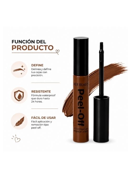 TINTE EN GEL PEEL-OFF PARA CEJAS MARRÓN CLARO - EVER BEAUTY - 2