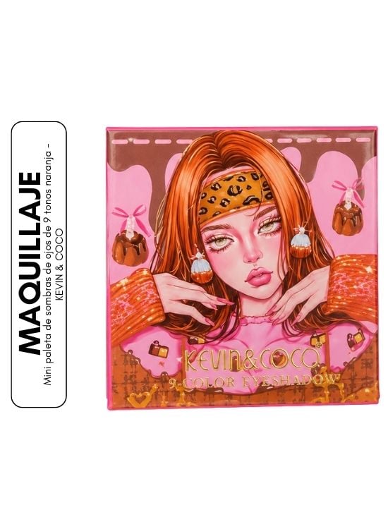 MINI PALETA DE SOMBRAS DE OJOS DE 9 TONOS NARANJA - KEVIN Y COCO - 1