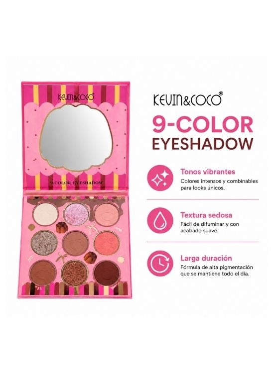 MINI PALETA DE SOMBRAS DE OJOS DE 9 TONOS NARANJA - KEVIN Y COCO - 2