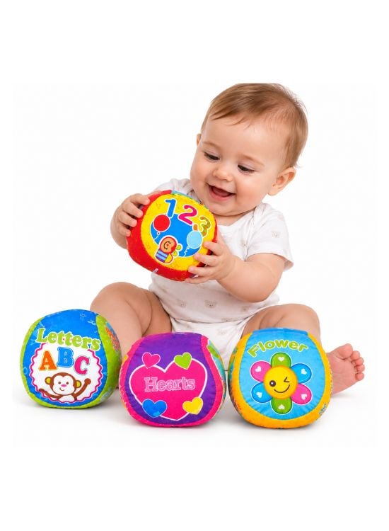 SET DE 4 PELOTAS SENSORIALES DE TELA PARA BEBÉS - 3