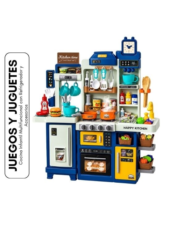 COCINA INFANTIL MULTIFUNCIONAL CON REFRIGERADOR Y ACCESORIOS - 1