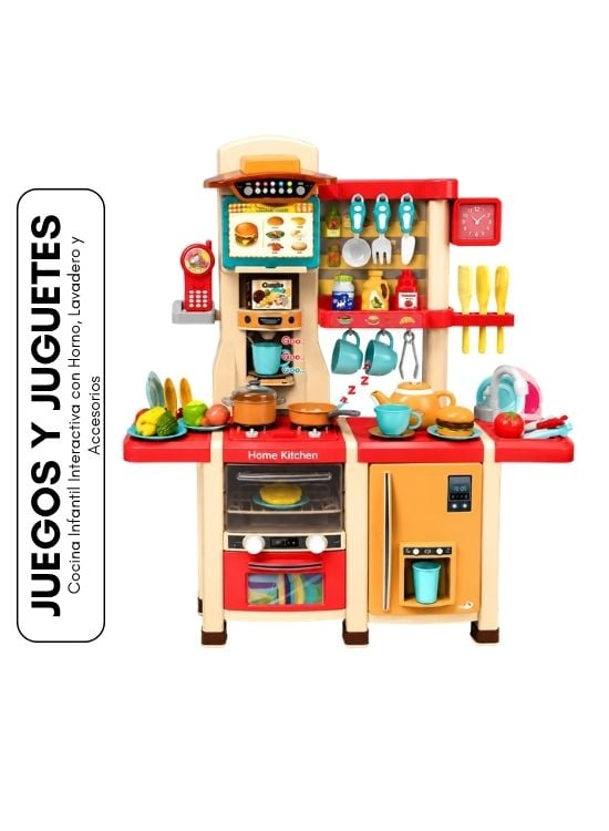 COCINA INFANTIL INTERACTIVA CON HORNO, LAVADERO Y ACCESORIOS - 1