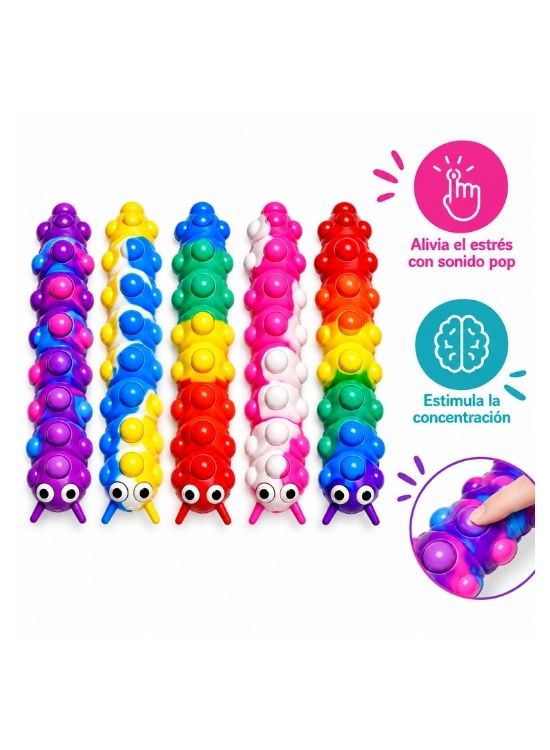 PACK X5 GUSANITOS SENSORIALES POP IT CON VENTOSAS - 2