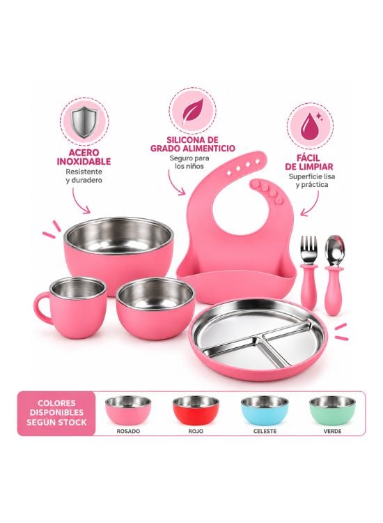 SET DE 7 ALIMENTACIÓN PARA BEBÉ DE ACERO INOXIDABLE - 2
