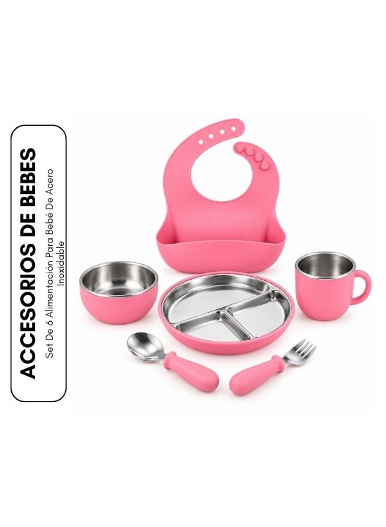 SET DE 6 ALIMENTACIÓN PARA BEBÉ DE ACERO INOXIDABLE - 1