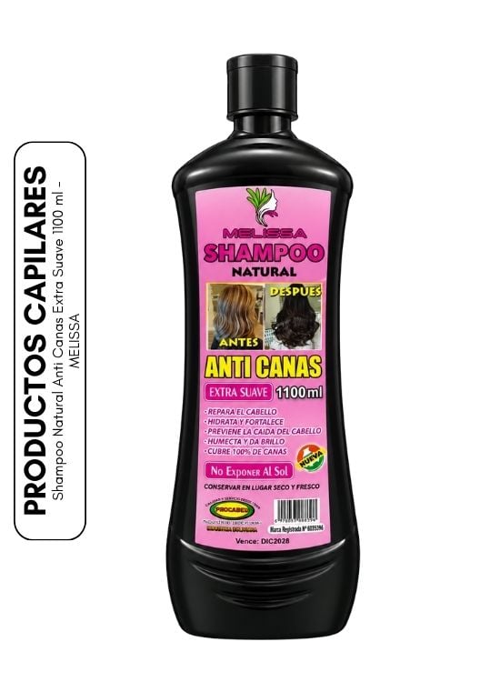SHAMPOO NATURAL ANTI CANAS EXTRA SUAVE 1100 ML - MELISSA - 1
