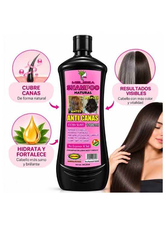 SHAMPOO NATURAL ANTI CANAS EXTRA SUAVE 1100 ML - MELISSA - 2