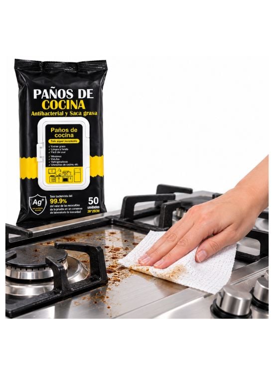 PAÑOS DE COCINA ANTIBACTERIALES Y SACA GRASA - 3