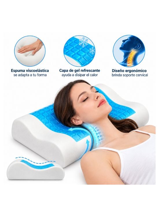 ALMOHADA ORTOPÉDICA CERVICAL VISCOELÁSTICA CON GEL - 2