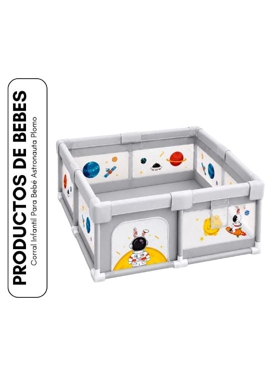 CORRAL INFANTIL PARA BEBÉ ASTRONAUTA PLOMO - 1