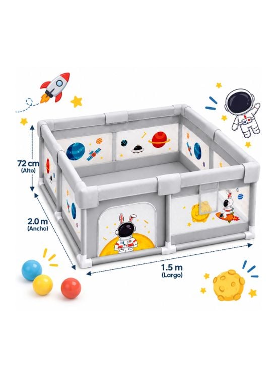 CORRAL INFANTIL PARA BEBÉ ASTRONAUTA PLOMO - 2