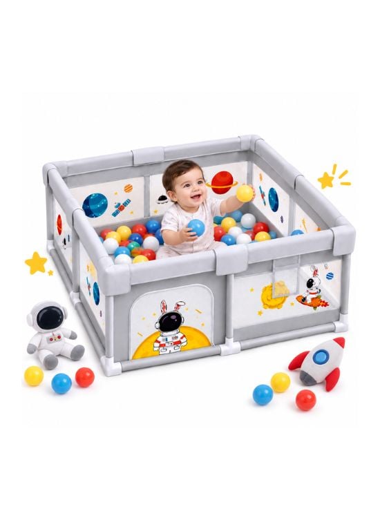 CORRAL INFANTIL PARA BEBÉ ASTRONAUTA PLOMO - 3