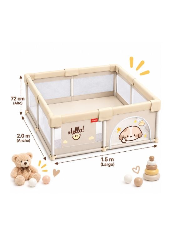 CORRAL INFANTIL PARA BEBÉ COLOR CREMA - 2