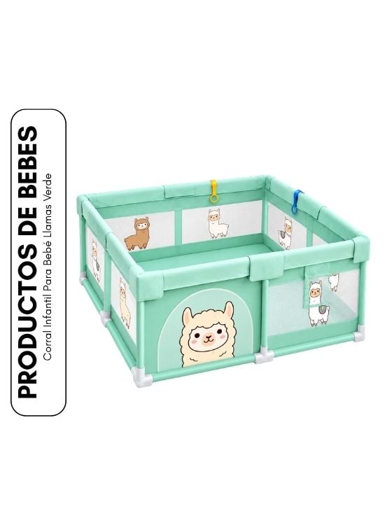 CORRAL INFANTIL PARA BEBÉ LLAMAS VERDE - 1