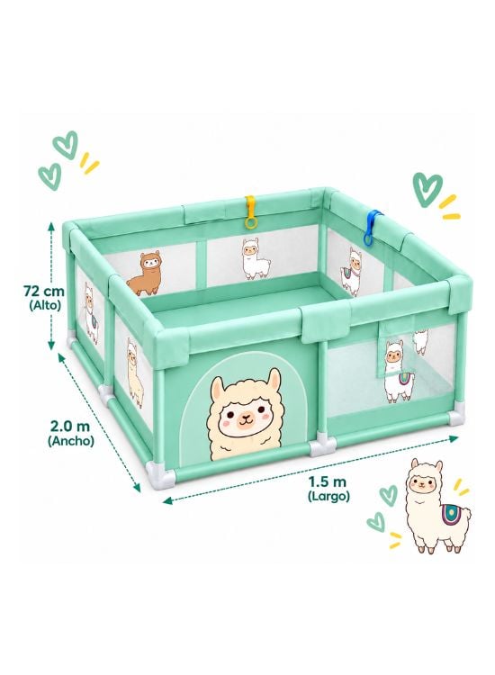 CORRAL INFANTIL PARA BEBÉ LLAMAS VERDE - 2